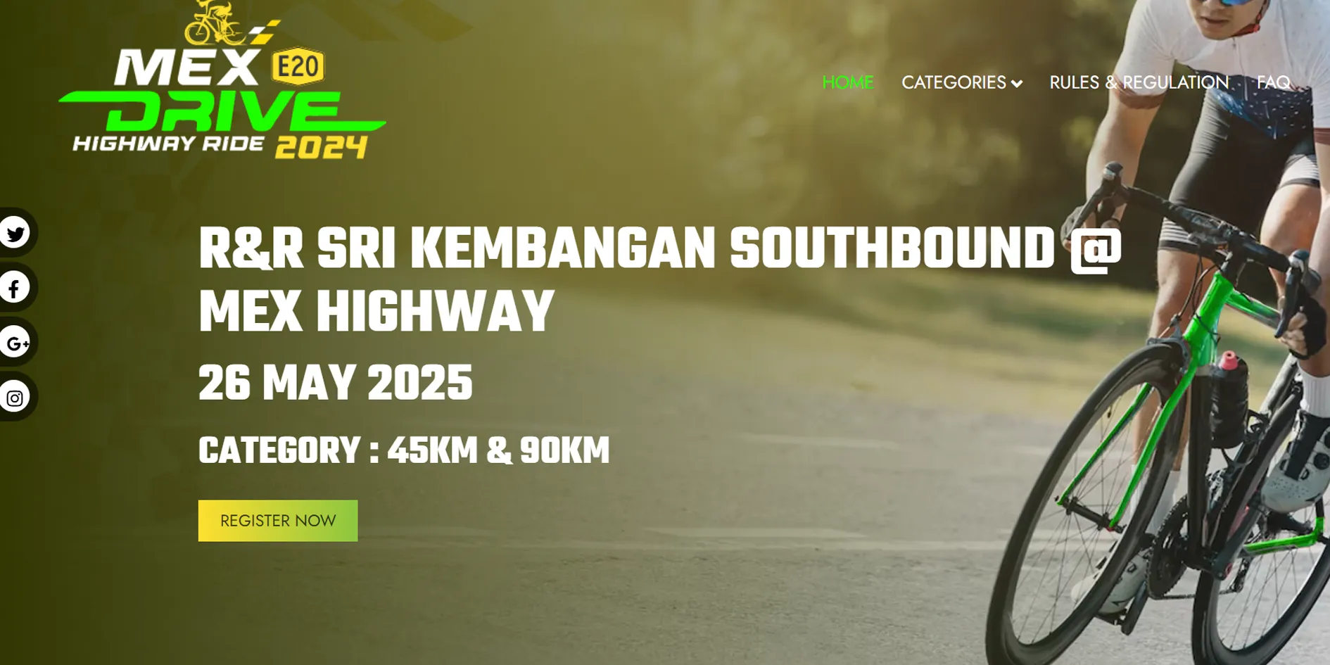 MEX Drive Highway Ride cycling event website homepage