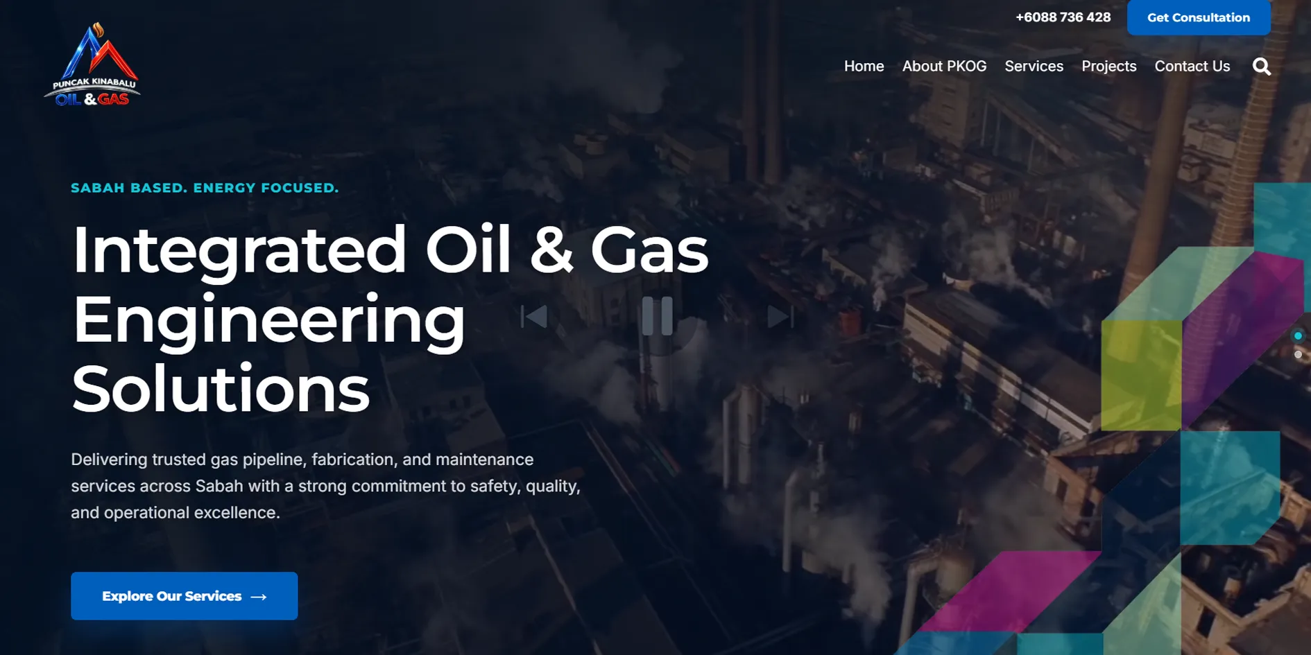Puncak Kinabalu Oil and Gas engineering company website homepage